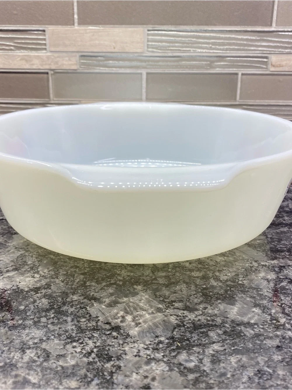 Anchor Hocking Fire King Natures Bounty Fruit Pattern Milk Glass Casserole Dish